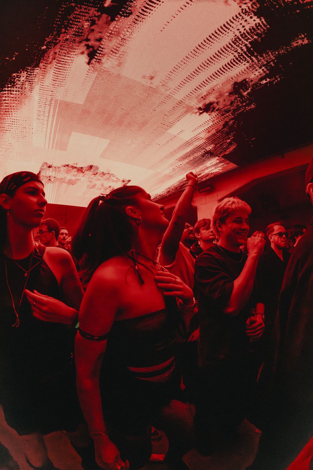 Dancers in red light